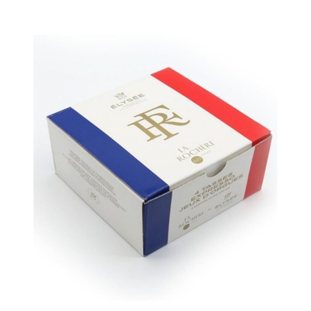 La Rochere x Elysee Set of 4 Espresso Cups RF Monogram French Glass‎ 10cl 3.4oz
